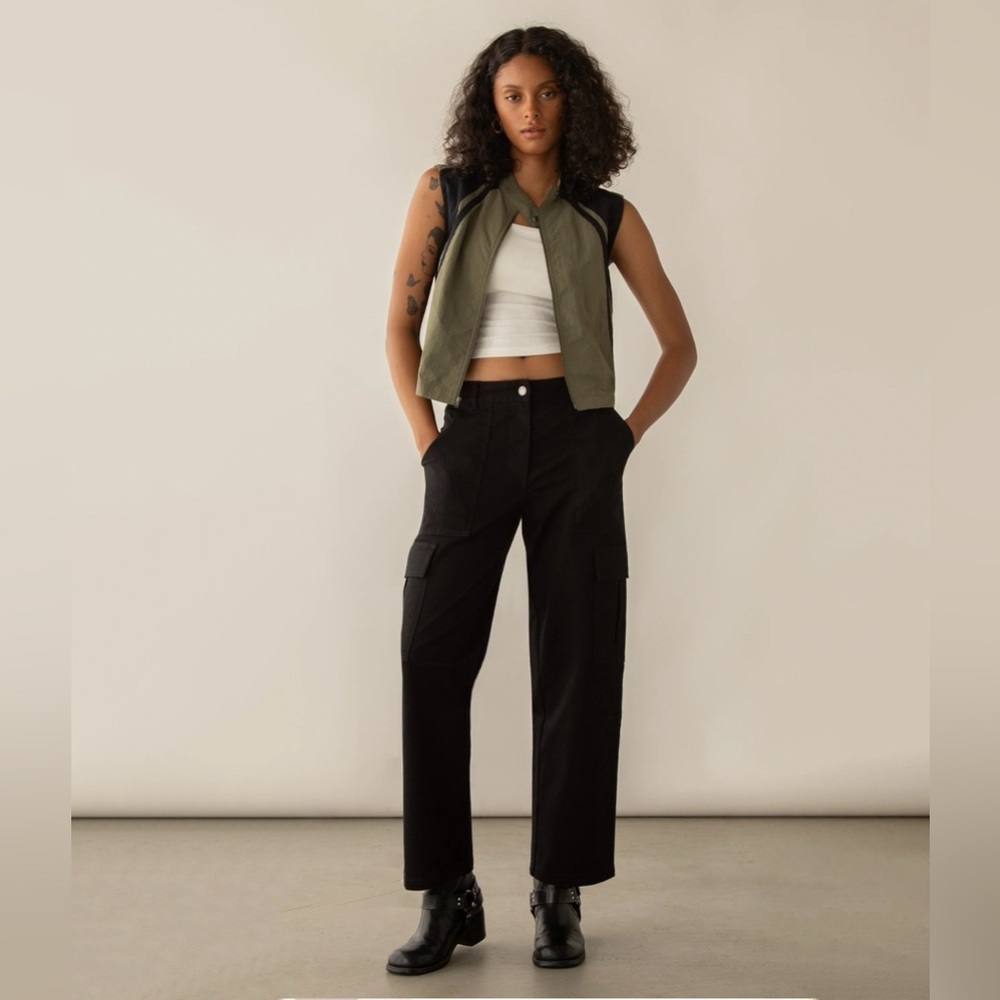 OAK + FORT TWILL WIDE LEG CARGO PANT Sz 26